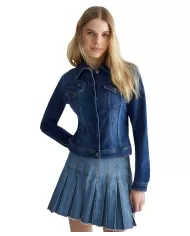 Giubbino donna denim blue in stretch con collo a camicia | LIU JO Giubbino donna denim blue in stretch con collo a camicia | LIU JO