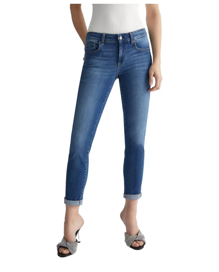 Jeans donna in denim stretch con strass su retro | LIU JO BETTER Jeans donna in denim stretch con strass su retro | LIU JO BETTER