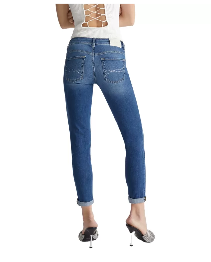 Jeans donna in denim stretch con strass su retro | LIU JO BETTER Jeans donna in denim stretch con strass su retro | LIU JO BETTER