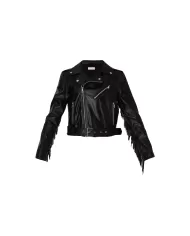 Giubbotto donna nero con collo a revers e mostrine su spalle | LIU JO Giubbotto donna nero con collo a revers e mostrine su spalle | LIU JO