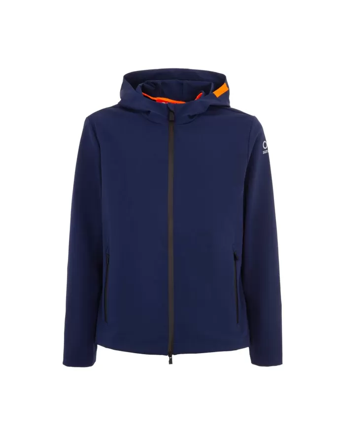 Giubbino termico uomo navy logato su manica e dettagli fluo | SUNS Giubbino termico uomo navy logato su manica e dettagli fluo | SUNS