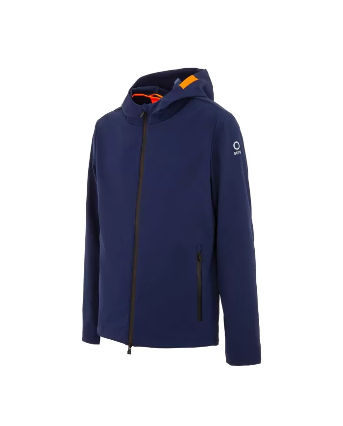 Giubbino termico uomo navy logato su manica e dettagli fluo | SUNS Giubbino termico uomo navy logato su manica e dettagli fluo | SUNS