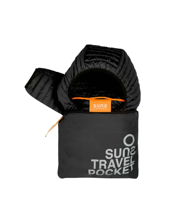 Piumino trapuntato uomo nero richiudibile nel travel pocket | SUNS