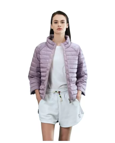 Piumino trapuntato donna lavanda logo su manica | SUNS