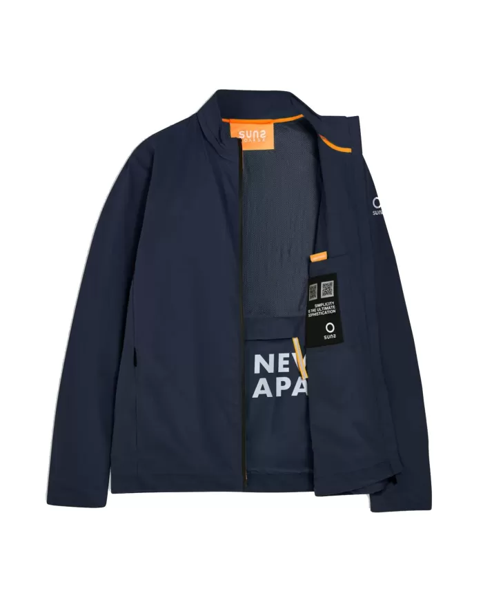 Giubbino uomo blu scuro con interno, colletto foderato con logo | SUNS