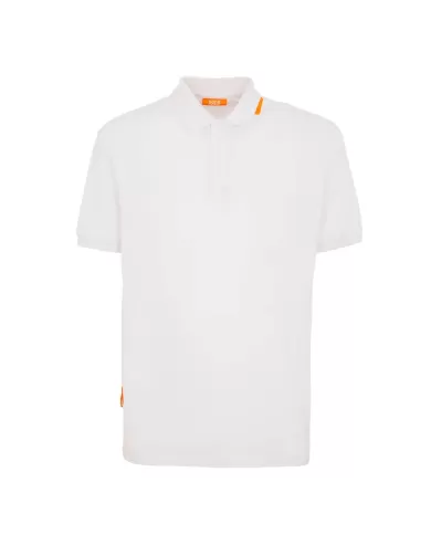 Polo uomo bianca con logo su manica e dettagli fluo | SUNS