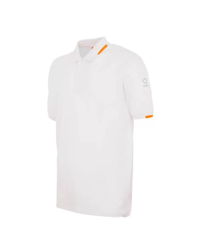 Polo uomo bianca con logo su manica e dettagli fluo | SUNS Polo uomo bianca con logo su manica e dettagli fluo | SUNS
