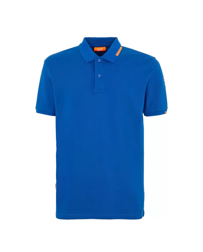Polo uomo royal con logo su manica e dettagli fluo | SUNS Polo uomo royal con logo su manica e dettagli fluo | SUNS