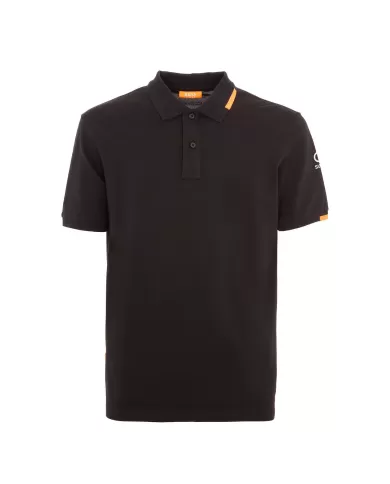 Polo uomo nera con logo su manica e dettagli fluo | SUNS