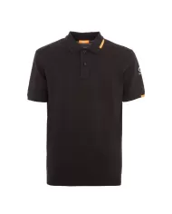 Polo uomo nera con logo su manica e dettagli fluo | SUNS