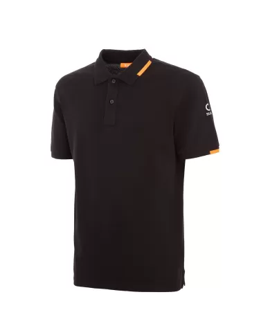 Polo uomo nera con logo su manica e dettagli fluo | SUNS