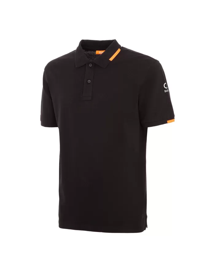 Polo uomo nera con logo su manica e dettagli fluo | SUNS Polo uomo nera con logo su manica e dettagli fluo | SUNS