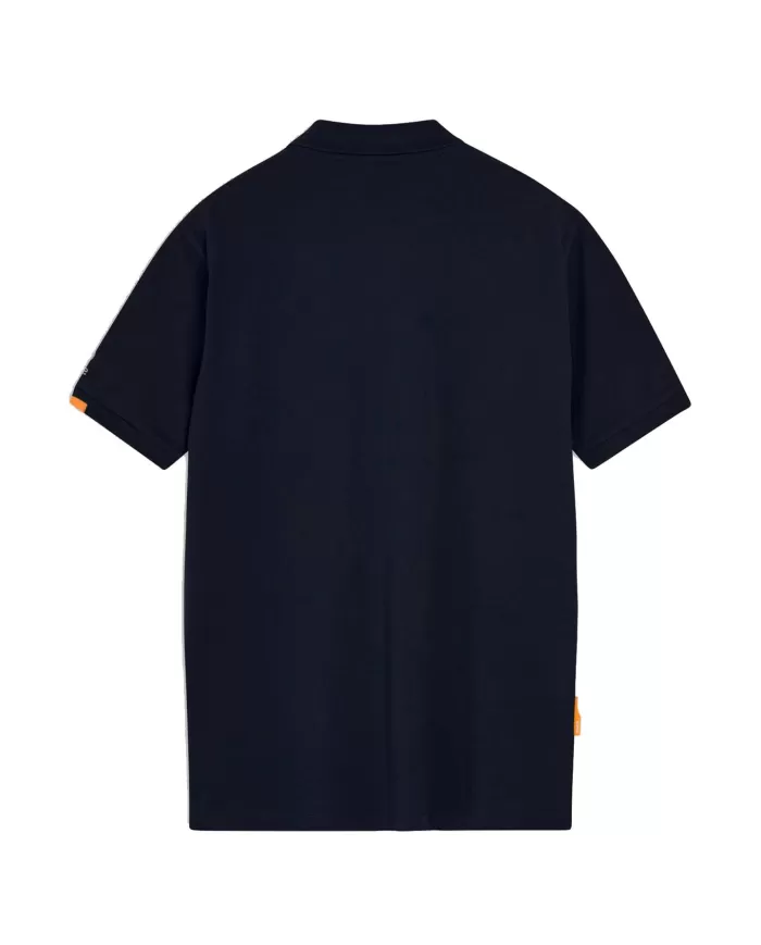 Polo uomo blu scuro con logo su manica e dettagli fluo | SUNS Polo uomo blu scuro con logo su manica e dettagli fluo | SUNS