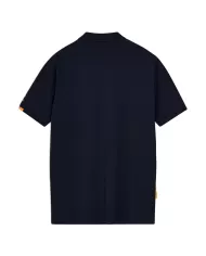 Polo uomo blu scuro con logo su manica e dettagli fluo | SUNS