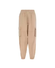 Pantalone cargo donna sand con balzina, coulisse e ricamo logo | SUNS