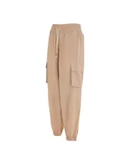 Pantalone cargo donna sand con balzina, coulisse e ricamo logo | SUNS