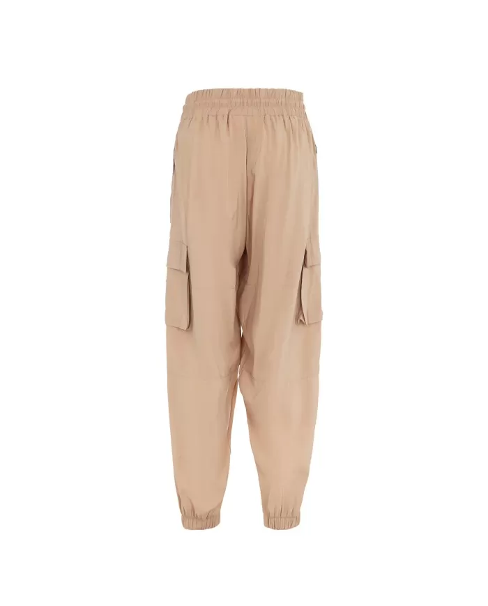 Pantalone cargo donna sand con balzina, coulisse e ricamo logo | SUNS