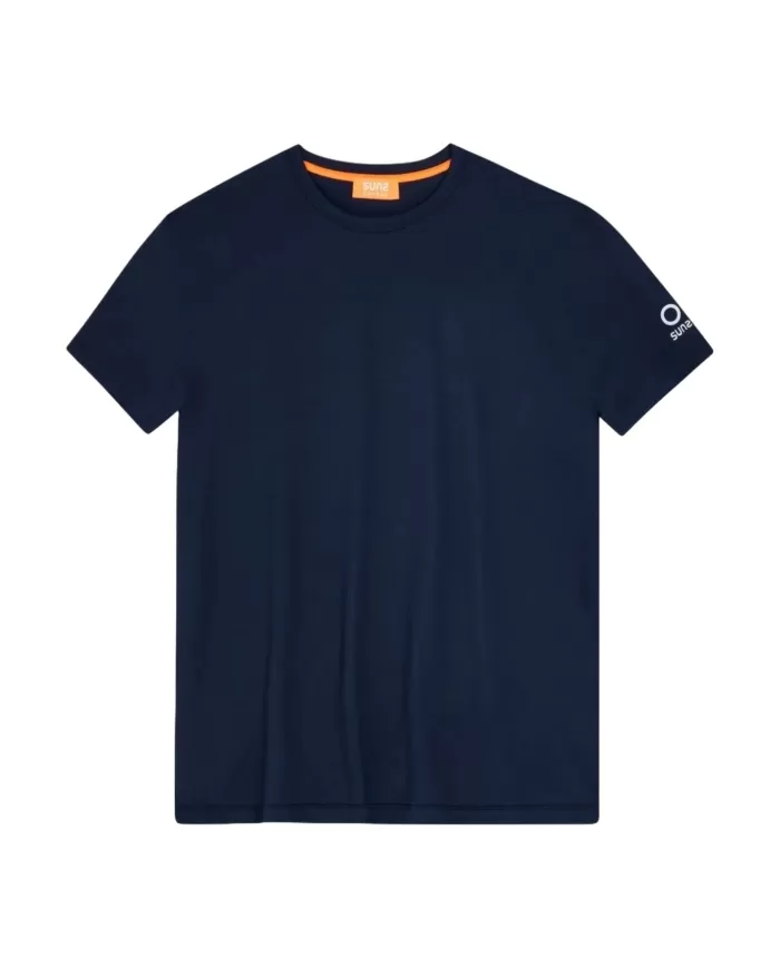 T-shirt uomo blu scuro in tessuto tecnico e logo | SUNS T-shirt uomo blu scuro in tessuto tecnico e logo | SUNS