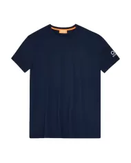 T-shirt uomo blu scuro in tessuto tecnico e logo | SUNS