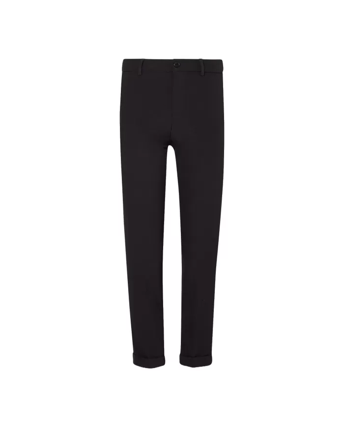 Pantalone cropped donna nero con mini logo in metallo | LIU JO Pantalone cropped donna nero con mini logo in metallo | LIU JO