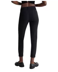 Pantalone cropped donna nero con mini logo in metallo | LIU JO Pantalone cropped donna nero con mini logo in metallo | LIU JO