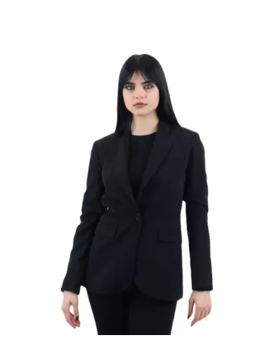 giacca donna nera monopetto con spacco centrale | LIU JO giacca donna nera monopetto con spacco centrale | LIU JO
