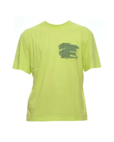 t-shirt lime da uomo con stampa su taschino | BLAUER