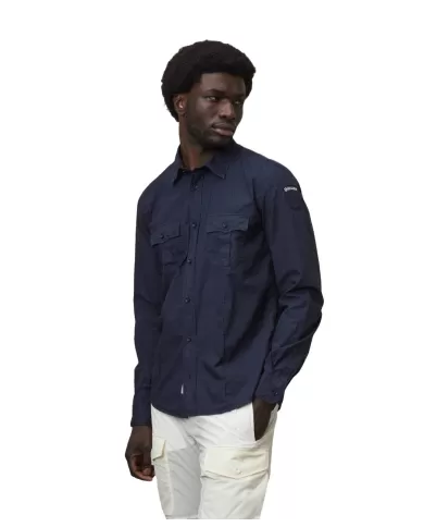 camicia blu da uomo con patch sulla manica | BLAUER