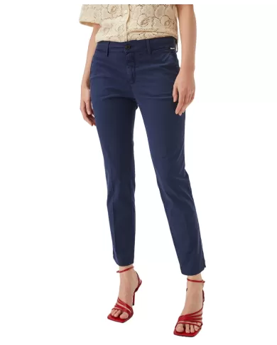 pantalone slim blu da donna con piega su gamba | ROY ROGER'S