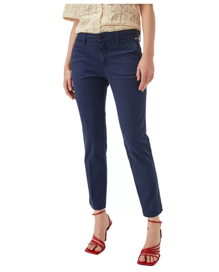 pantalone slim blu da donna con piega su gamba | ROY ROGER'S pantalone slim blu da donna con piega su gamba | ROY ROGER'S