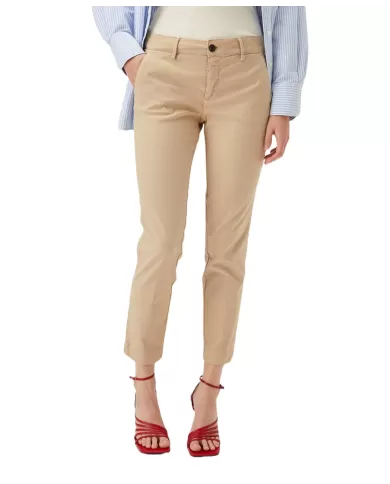 pantalone slim sand da donna con piega su gamba | ROY ROGER'S