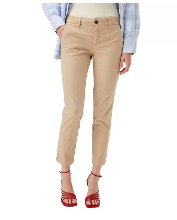 pantalone slim sand da donna con piega su gamba | ROY ROGER'S pantalone slim sand da donna con piega su gamba | ROY ROGER'S