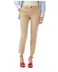 pantalone slim sand da donna con piega su gamba | ROY ROGER'S