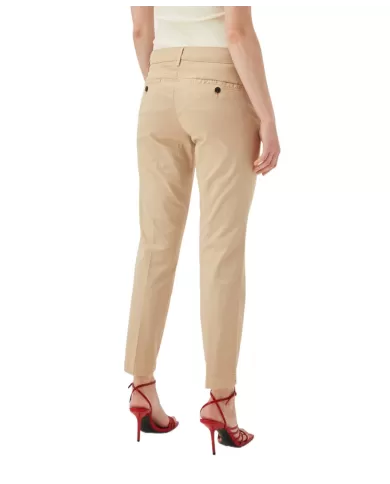 pantalone slim sand da donna con piega su gamba | ROY ROGER'S