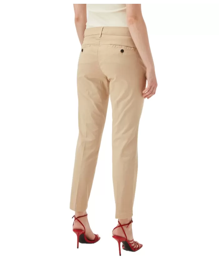 pantalone slim sand da donna con piega su gamba | ROY ROGER'S