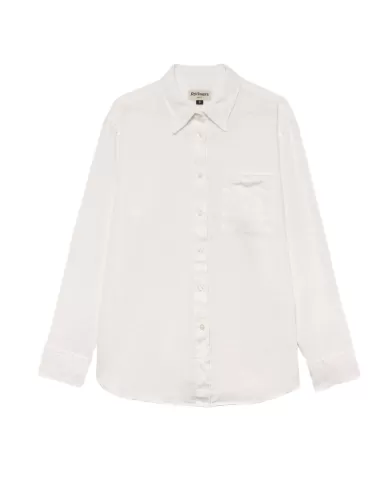 Camicia bianca da donna in lino con taschino avanti | ROY ROGER'S