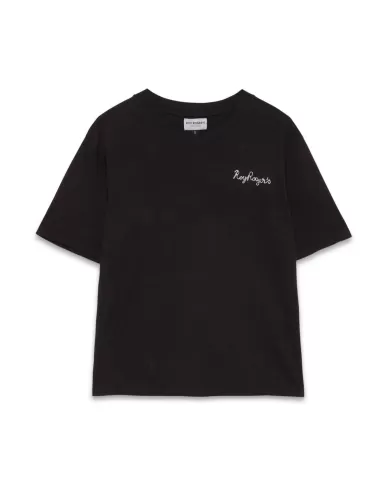 t-shirt nera da donna con logo ricamato in contrasto | ROY ROGER'S t-shirt nera da donna con logo ricamato in contrasto | ROY ROGER'S