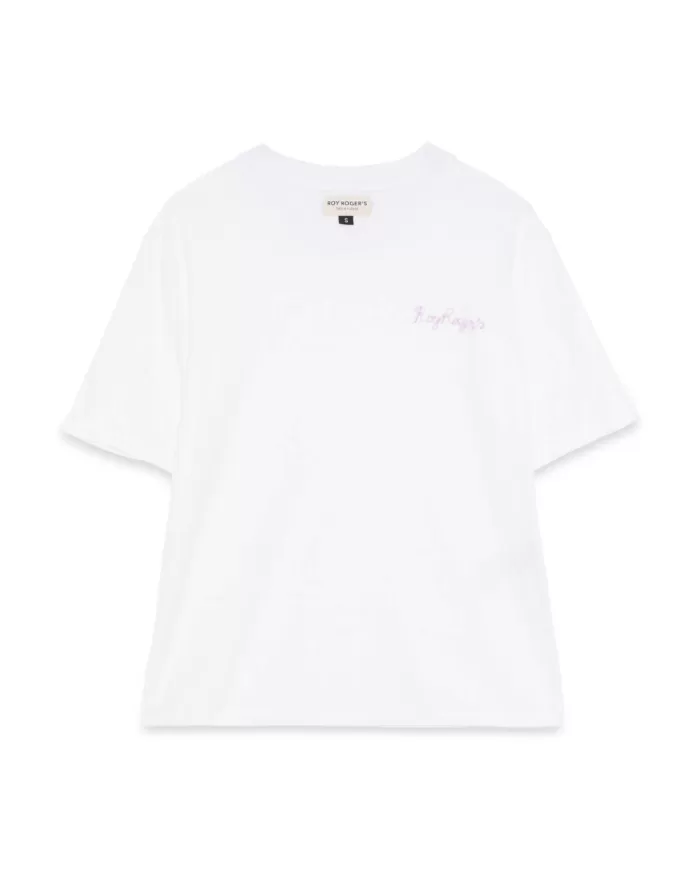 t-shirt latte da donna con logo ricamato in contrasto | ROY ROGER'S t-shirt latte da donna con logo ricamato in contrasto | ROY ROGER'S