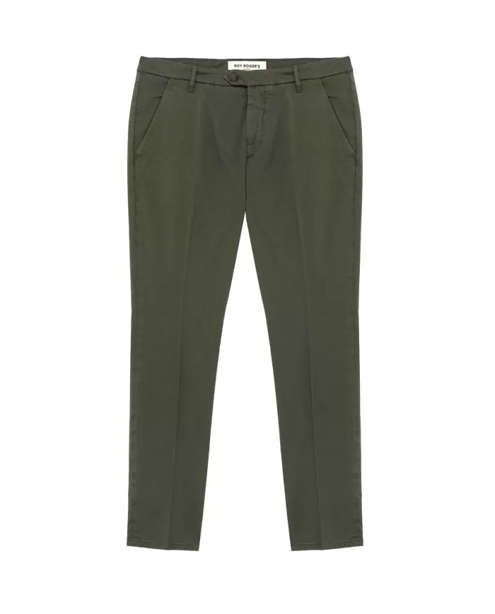 Pantalone uomo army green con gamba dritta effetto piega | ROY ROGER'S Pantalone uomo army green con gamba dritta effetto piega | ROY ROGER'S