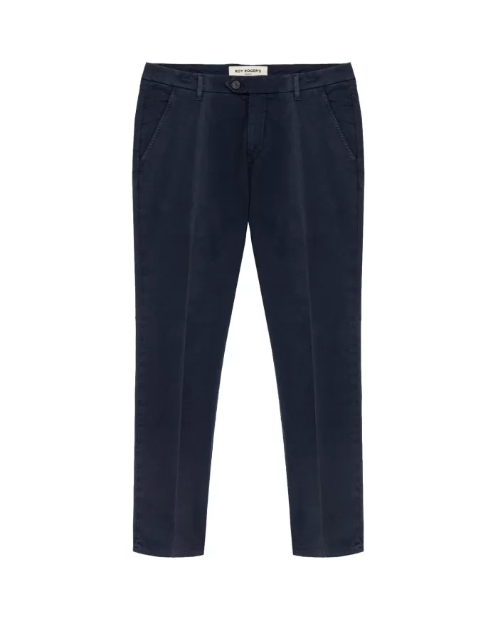 Pantalone uomo blue navy con gamba dritta effetto piega | ROY ROGER'S Pantalone uomo blue navy con gamba dritta effetto piega | ROY ROGER'S