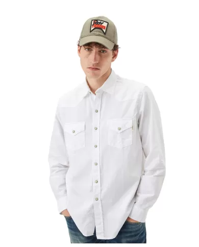 Camicia uomo bianca con piccolo nastro logato | ROY ROGER'S
