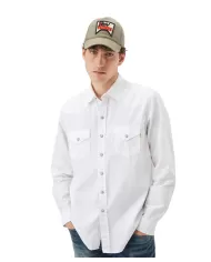 Camicia uomo bianca con piccolo nastro logato | ROY ROGER'S