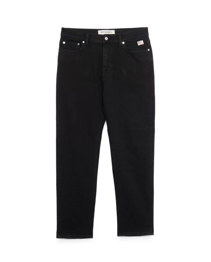 Pantaloni a vita media uomo neri con patch logo su tasca | ROY ROGER'S Pantaloni a vita media uomo neri con patch logo su tasca | ROY ROGER'S