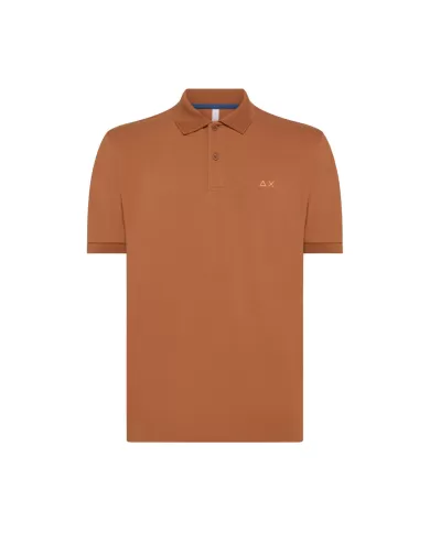 polo rust da uomo con logo ricamato in contrasto | SUN68