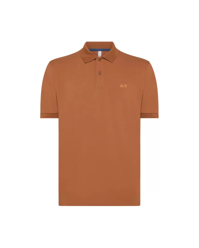 polo rust da uomo con logo ricamato in contrasto | SUN68 polo rust da uomo con logo ricamato in contrasto | SUN68