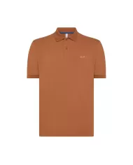 polo rust da uomo con logo ricamato in contrasto | SUN68