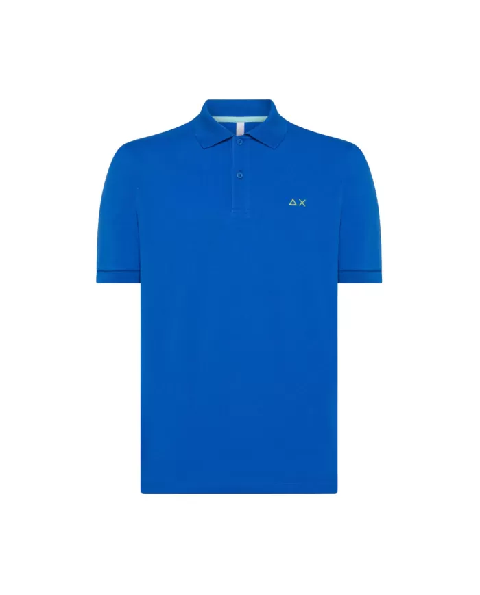 polo royal da uomo con logo ricamato in contrasto | SUN68 polo royal da uomo con logo ricamato in contrasto | SUN68