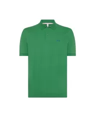 polo verde prato da uomo con logo ricamato in contrasto | SUN68