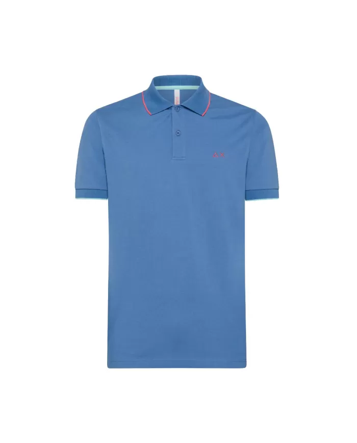 SUN68 Polo Uomo A34113 P-EP cotone con dettaglio small stripes 56 AVIO SUN68 Polo Uomo A34113 P-EP cotone con dettaglio small stripes 56 AVIO