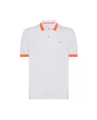 polo bianca da uomo con dettagli big stripe fluo e logo | SUN68